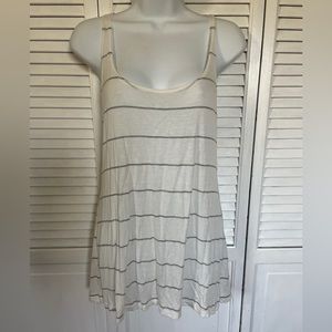 French Pastry White & Gray Striped Racer Back Tank Top Size Large